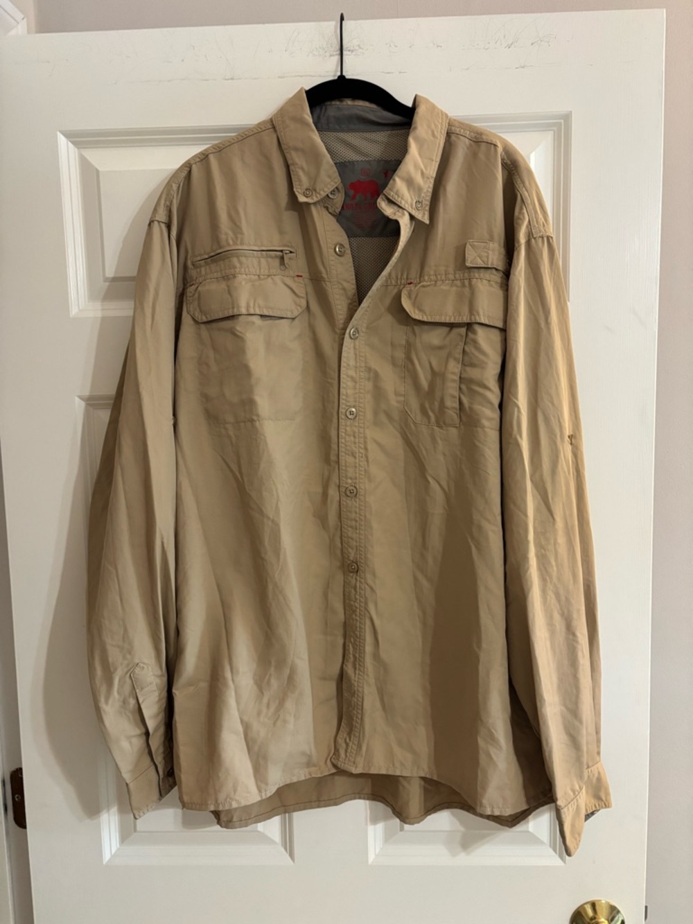 Dakota Grizzly Men's Tan Long-Sleeve Button-Down Fishing Shirt